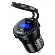 12-24V 90W Metal Car Charger Socket Dual 45W USB C Type C PD with ON/OFF Switch Voltage/Power Display for SUV Motorcycle