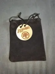 HANDMADE DICE BAG WITH WOOD BURN ART TOKEN FIRE WATER MAGIC THE GATHERING MTG