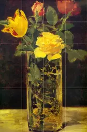 Art Manet Flowers Vase Ceramic Tile Mural Backsplash Kitchen Decor #198