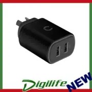Cygnett PowerPlus 12W Dual Port (2x USB-A 12W) Wall Charger-Black(CY3672PDWLCH),
