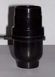 BLACK BAKELITE PUSH THRU LAMP SOCKET WITH UNO THREADS E26 LAMP PART NEW 30543J