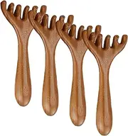 Wooden Scalp Massage Comb - 4 Pack Six Claw Head Scalp Massager, Sandalwood Deer Antlers Nasal Scraper, Handheld Wide Tooth Comb, Deep Relaxation Massage Tool for for Stress Relief and Hair Growth