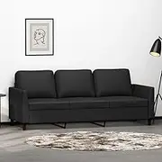3-Seater Sofa Black 180 cm Faux Leather Comfortable Living Room Furniture