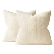 Decorative Throw Pillow Covers Set of 2 Super Soft Modern Stretchy Embossed