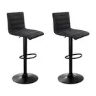 Artiss 2x Bar Stools Kitchen Dining Chairs Linen Fabric Stool Gas Lift Black
