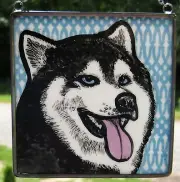 Alaskan Malamute Dog Windshop stained glass suncatcher 4"x 4" #60