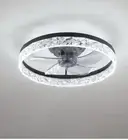 20 in. Indoor Black Smart Ceiling Fan with Light and Remote, Flush Mount Fan APP