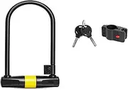 Bike U Lock, Heavy Duty Combination Bicycle u Lock Shackle Security Cable with Sturdy Mounting Bracket and Key Anti Theft Bicycle Secure Locks (Color : BlackB, Size : 25cm-17cm) Little Surprise