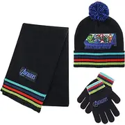 [Marvel] Avengers Kid’s Hat Scarf and Snow Gloves 3 Pc. Set, Soft Warm Pom-Pom Beanie Cute Outdoor Wear for Boys and Toddlers