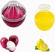 Lemon Onion Keeper Saver Storage Containers, 2PCS Fruit and Vegetable Shaped Reusable Onion Lemon Holder Organizer for Fridge Vegetable Crisper Makes Food Stay Fresh Longer