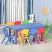 1 Keezi Kids Table and 8 Chairs Set Colorful