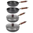 Iron Wok Pan Cookware for Electric Induction Gas Stoves Rustproof Nonstick
