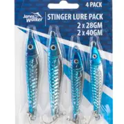 4 Pack of Jarvis Walker Stinger Lures - 2 x 28gm and 2 x 40gm Metal Jig Lures