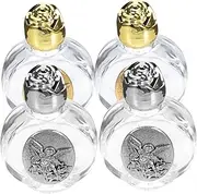 SAFIGLE 4Pcs Mini Holy Water Bottle Embossed Glass Flask for Baptism Decorations Portable and Lightweight for Church Use and Travel Options