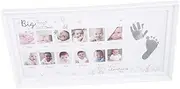 UPKOCH Boy Girl Photo Holder for Month Milestones Commemorative First Year Frame Hand Print Memory
