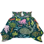 Kids Multi Colored Marine Animals Coverlet