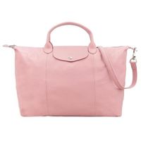 【南紡購物中心】LONGCHAMP Le Pliage Cuir 系列小羊皮短把折疊水餃旅行袋(大/藕粉)