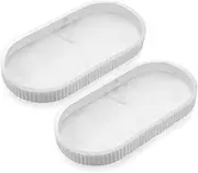 UICCVOKK Set of 2 Bathroom Trays, Silicone Marble Pattern Tray, Bathroom Storage Tray, Oval Plate Tray, Cosmetic Storage Tray for Cloths, Candles, Towel, Soap, Plant, Jewellery (Tip)