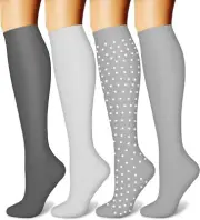 CHARMKING Compression Socks Large-X-Large, 08 White/Dark Grey/Light Grey/Grey