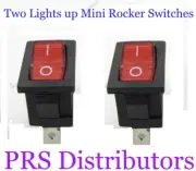 2 PCS Mini ROCKER ON / OFF RED LIGHTS UP SWITCHES TOGGLE SWITCHES 125V AC 10A