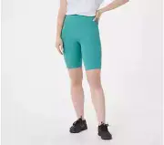 zuda Z-Move Power Mesh Waistband Biker Shorts-Teal Blue-XL A395990