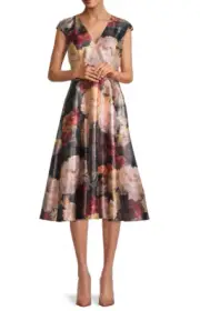 AIDAN MATTOX Floral Jacquard Fit And Flare Cocktail Dress (size 6)
