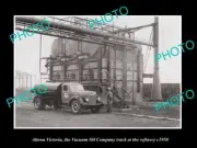 OLD LARGE HISTORIC PHOTO OF ALTONA VICTORIA MOBIL OIL TRUCK AT REFINERY c1950