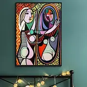 Pablo picasso famosa pintura menina antes de um espelho lona arte pintura cartaz decorativo imagem para decorao de parede casa