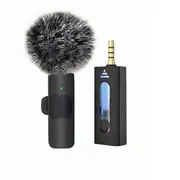 Wireless Lavalier Microphone Portable Audio Video Recording Mini Mic For iPhone Android Facebook Youtube Live Broadcast Gaming Micro with hairball