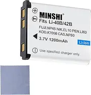 MINSHI NP-45S Battery Compatible with FUJIFILM NP-45S 3.7V,1200 mAh High Efficiency Battery 『 CameraLens Cleaning Cloth as A Gift.』
