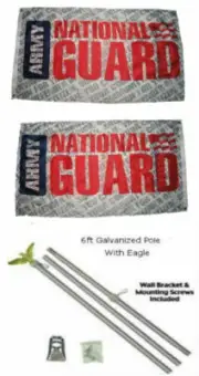 3x5 Army National Guard 2ply Flag Galvanized Pole Kit Eagle Top 3'x5'