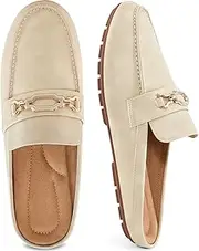 [Ablanczoom] Mules for Women Flat Shoes: Comfortable Slip on Flats for Womens Mule Metal Chain Backless Loafers Business Casual Shoe