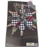 The Christmas Shoppe Rustic Black Buffalo Check Star Tree Topper Holiday NEW