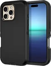 for iPhone 16 Pro Max Case Shockproof Dust/Drop Proof 3-Layer Full Body Protection [Without Screen Protector] Rugged Heavy Duty Cover Case for Apple iPhone 16 Pro Max 6.9" 2024,Black