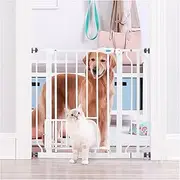 Carlson Pet Products 0930 PW DS Extra Wide Walk Through Pet Gate with Small Pet Door, 37"