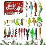 Fishing Lure Advent Calendar 2024,24-Days Christmas Countdown Fish Tackle Set | 2024 Advent Calendar Fishing Christmas Countdown Fishing Lures Set for Teen Boys