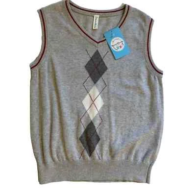 NWT Benito & Benita Gray Argyle Sweater Vest 11-12