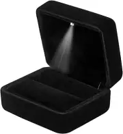 Velvet Ring Box with LED Light Jewelry Display Gift Box for Proposal,Engagement,