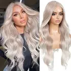 Ash Blonde Wear and Go Glueless Wig with Bangs Synthetic Lace Front Wigs for ...