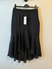 BNWT Coast hi low midi chiffon polka dot sparkly skirt ruffle party Uk Size 10