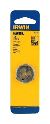 Irwin 9335ZR Hanson Carbon Steel Hexagon #14-20 Thread Machine Screw Die 1 in.
