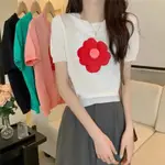 短版 女生衣服韓版 女生短袖上衣  新款潮流五分袖流行圓領日系慵懶夏季藝文女簡約INS時尚T恤寬鬆型 FQFK