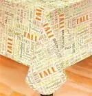 Harvest Autumn Words Script Vinyl Tablecloth - 60x84 - For Oblong or Oval Tables