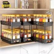 3 Packs Pull Out Spice Rack Organizer For Cabinet, Slide Out Spice Racks Easy To