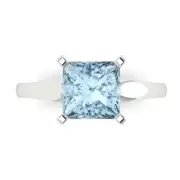 2.5 ct Princess Cut Gemstone Solitaire Promise Ring White Gold, Anniversary Gift
