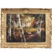 Framed Picture Birch Trees in Autumn pf1113 DOLLHOUSE Miniature