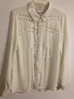 IVORY FLOWING BLOUSE ROMEO & JULIET CHIFFON LONG/SHORT SLEEVES SZ L MSRP$165 NWT
