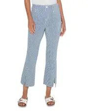 Liverpool Los Angeles Gia Glider High Rise Crop Flare Leg Jeans in Chambray Stripe
