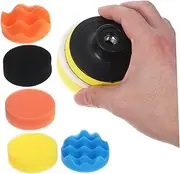 CRILSTYLEO 1 Set Electric Drill Buffing Pads and Polishing Sponge Kit with Fleece Bonnet Attachments for Automotive Paint Restoration and Detailing Complete Car Care