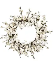 Nearly Natural Plum Blossom Wreath
